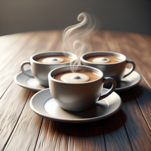 3 Coffees on a table